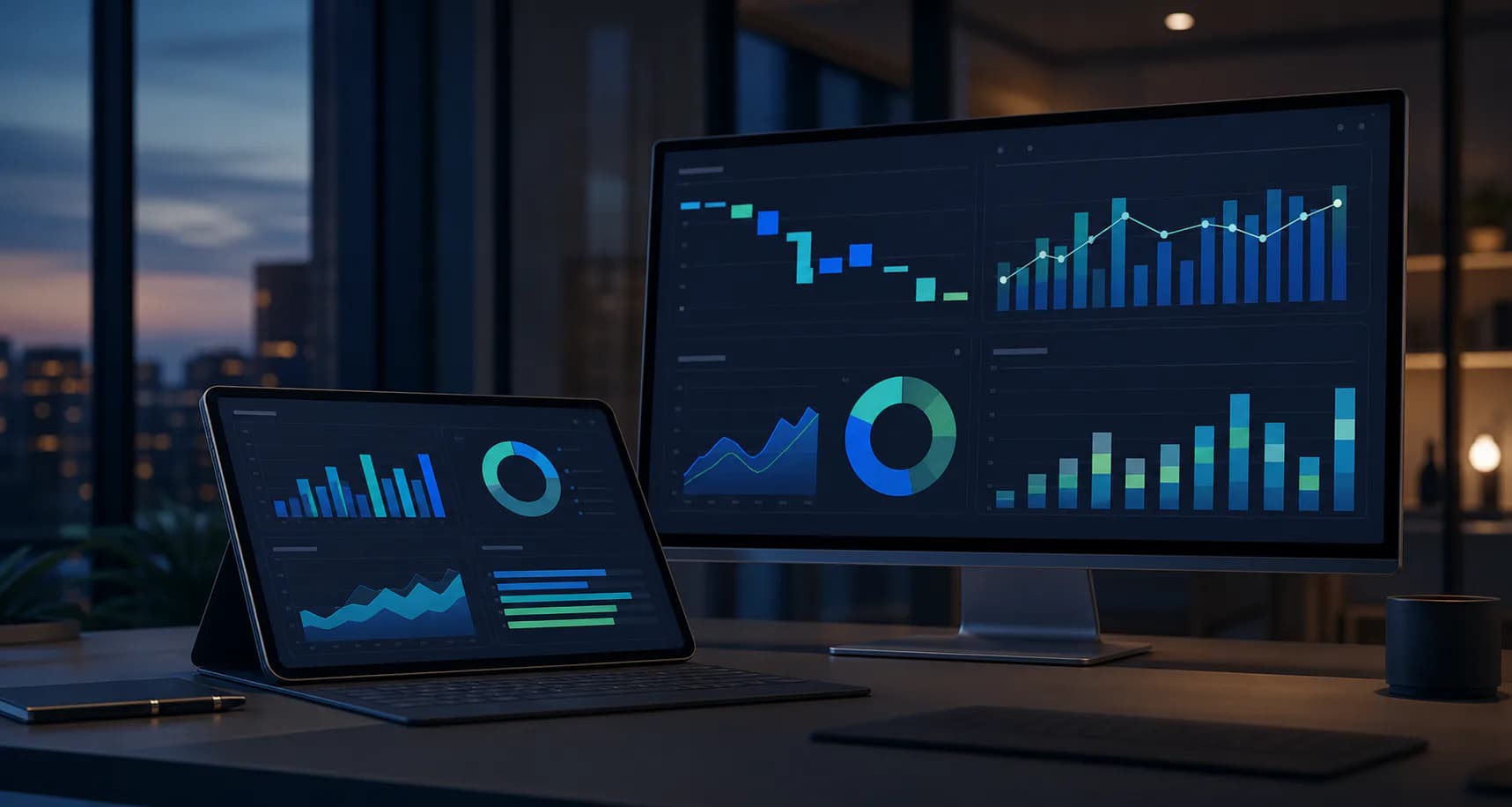Vzor finančného reportingu na monitore a tablete